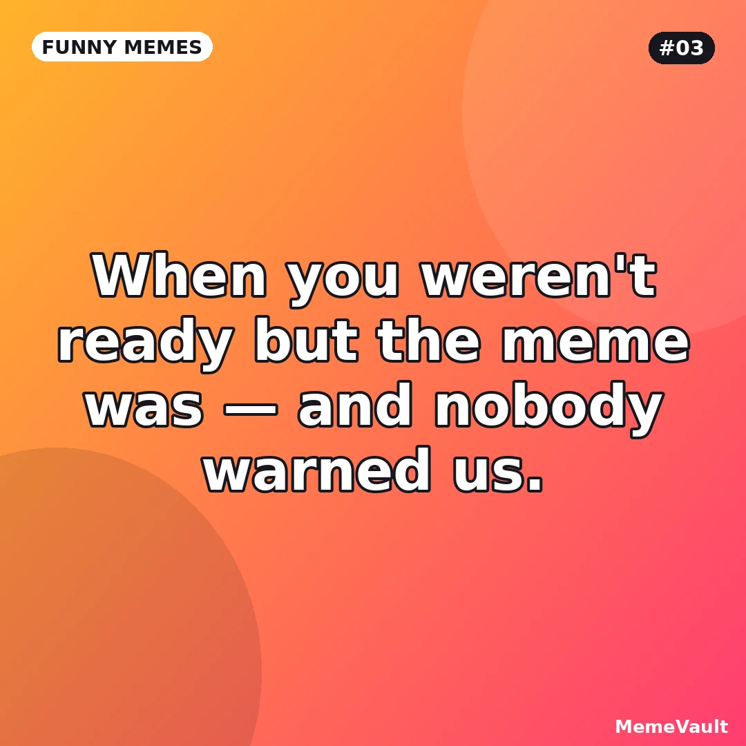 Funny Memes meme 3: When you weren't ready but the meme was