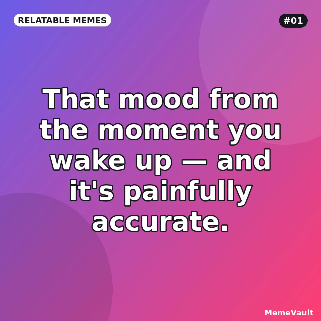 Relatable Memes meme 1: That mood from the moment you wake up