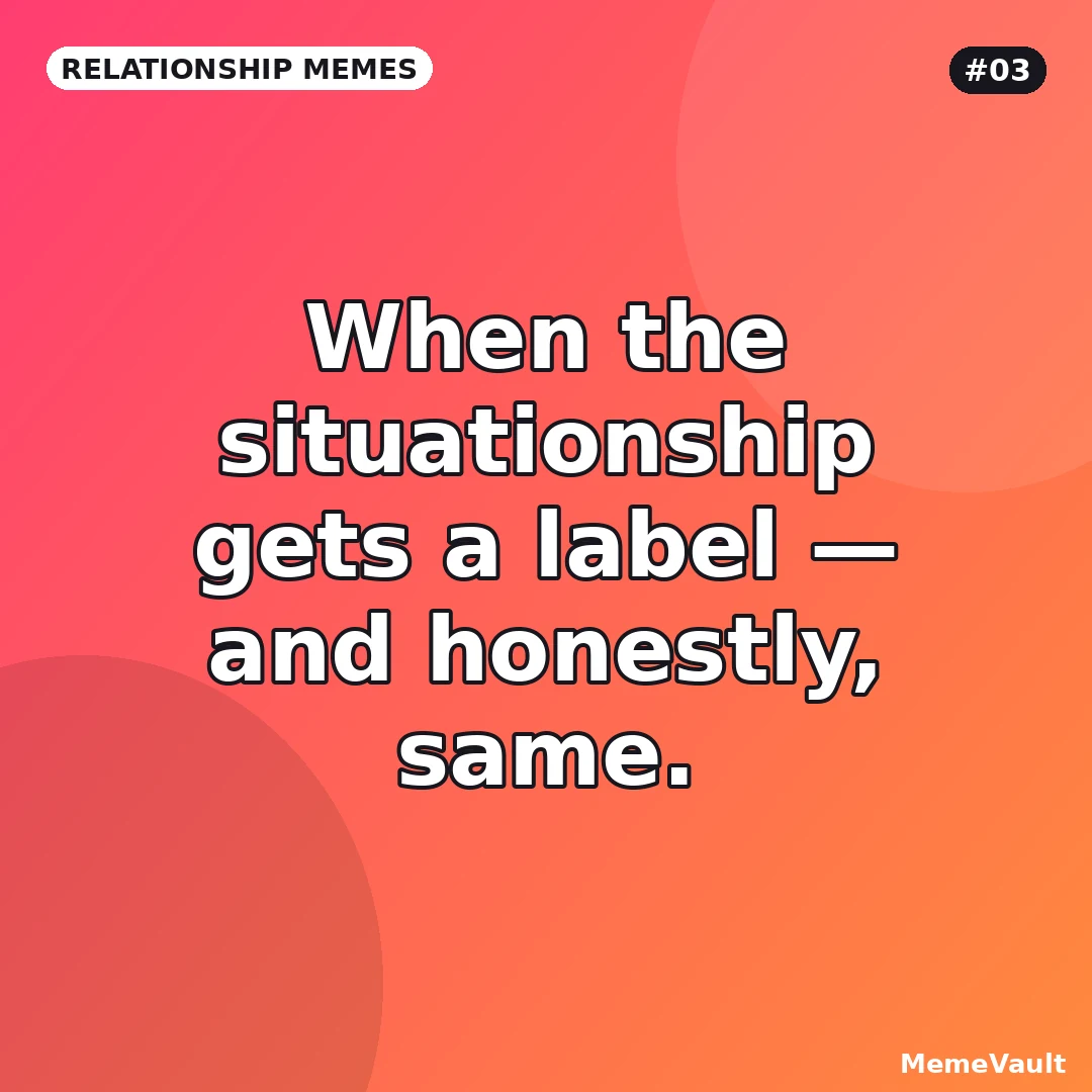 Relationship Memes meme 3: When the situationship gets a label Relationship Memes meme 3: When the situationship gets a label