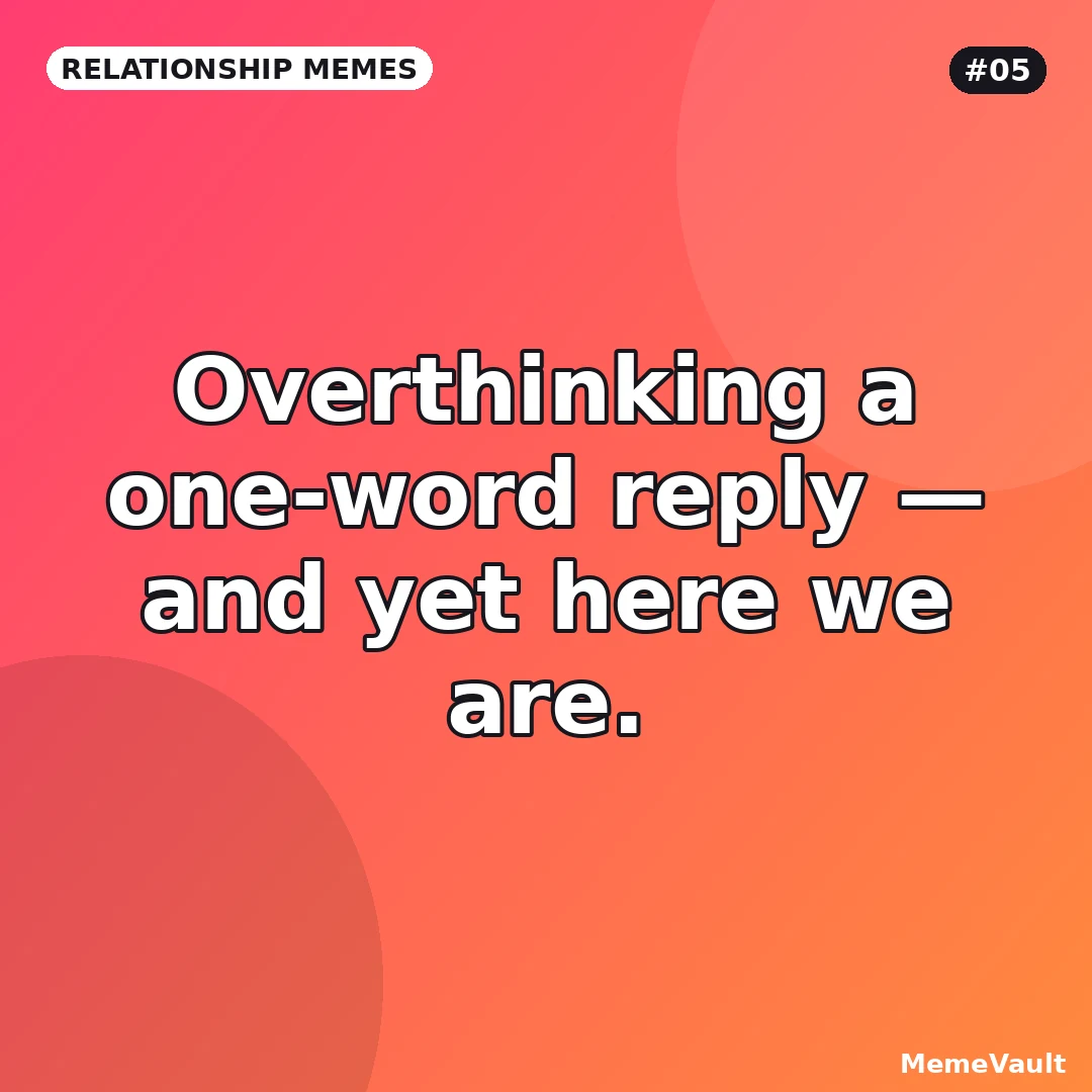 Relationship Memes meme 5: Overthinking a one-word reply
