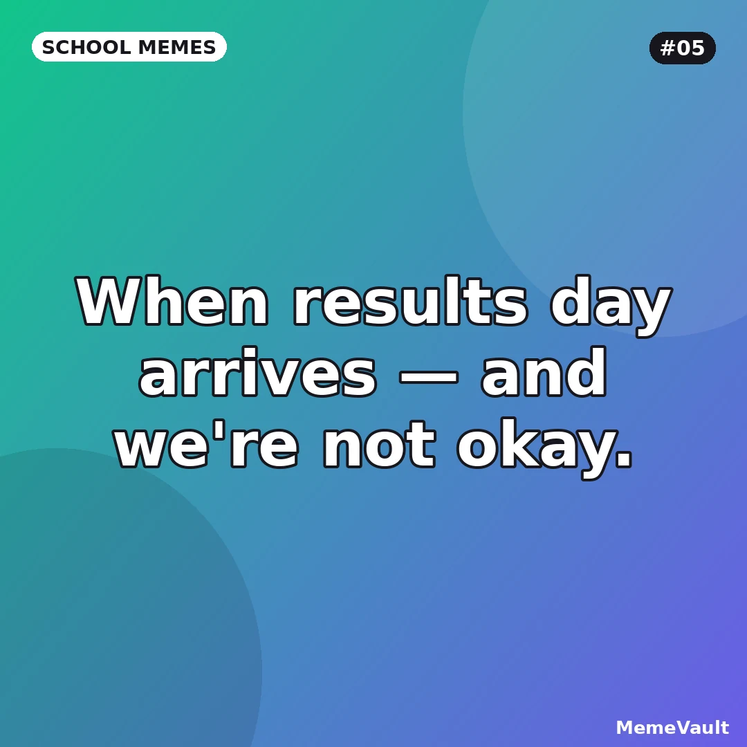 School Memes meme 5: When results day arrives