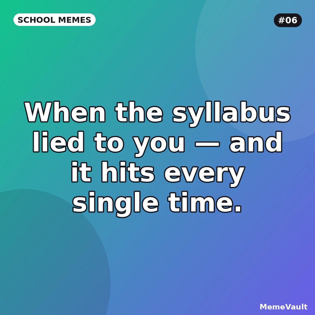 School Memes meme 6: When the syllabus lied to you